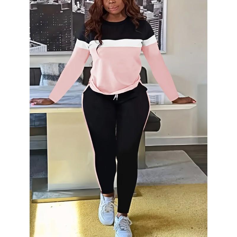 Womens 2pcs Outfits Casual Long Sleeve Sweatsuits Sweatpants Tracksuit Sets