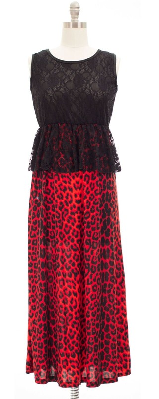 WOMENS ANIMAL MAXI LACE BLACK BROWN RED BLUE SMALL MEDIUM LARGE XLARGE FLIRTY