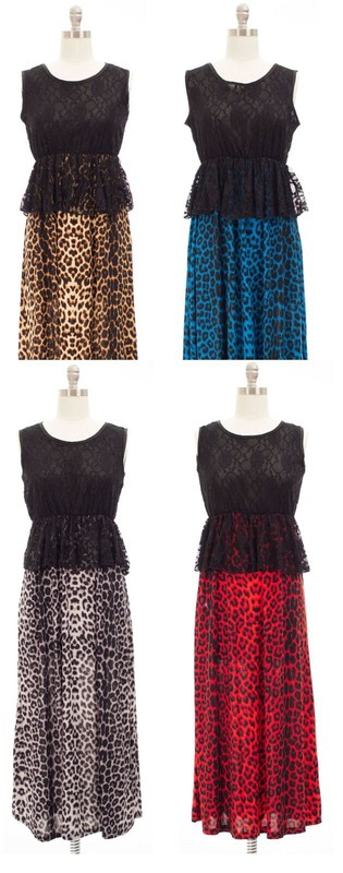 WOMENS ANIMAL MAXI LACE BLACK BROWN RED BLUE SMALL MEDIUM LARGE XLARGE FLIRTY
