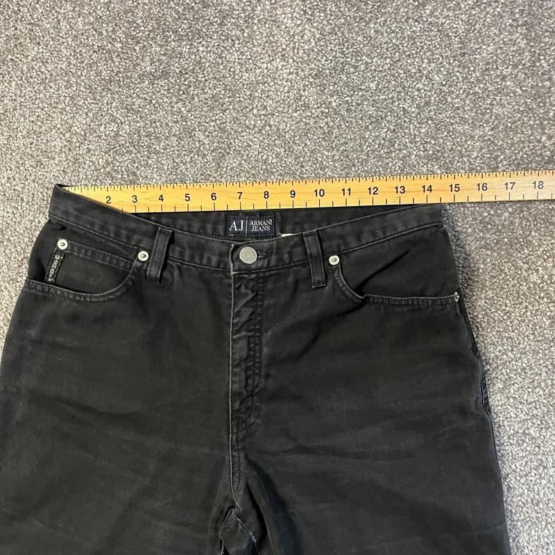 Womens Armani Jeans Straight Leg Mid Rise W29 L30 Black 100% Cotton Zip Fly J05