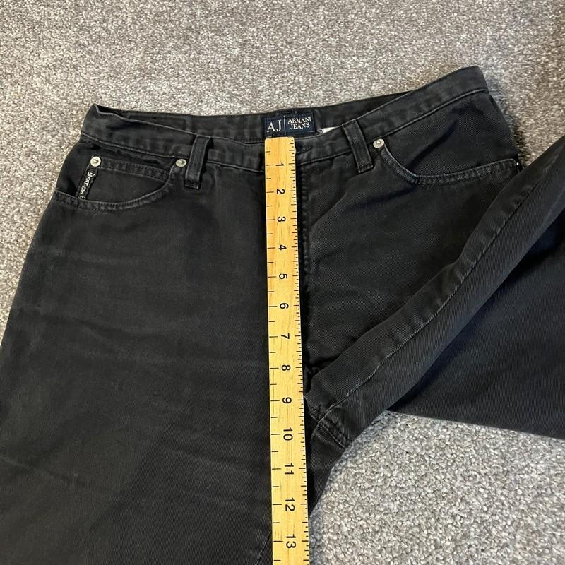 Womens Armani Jeans Straight Leg Mid Rise W29 L30 Black 100% Cotton Zip Fly J05