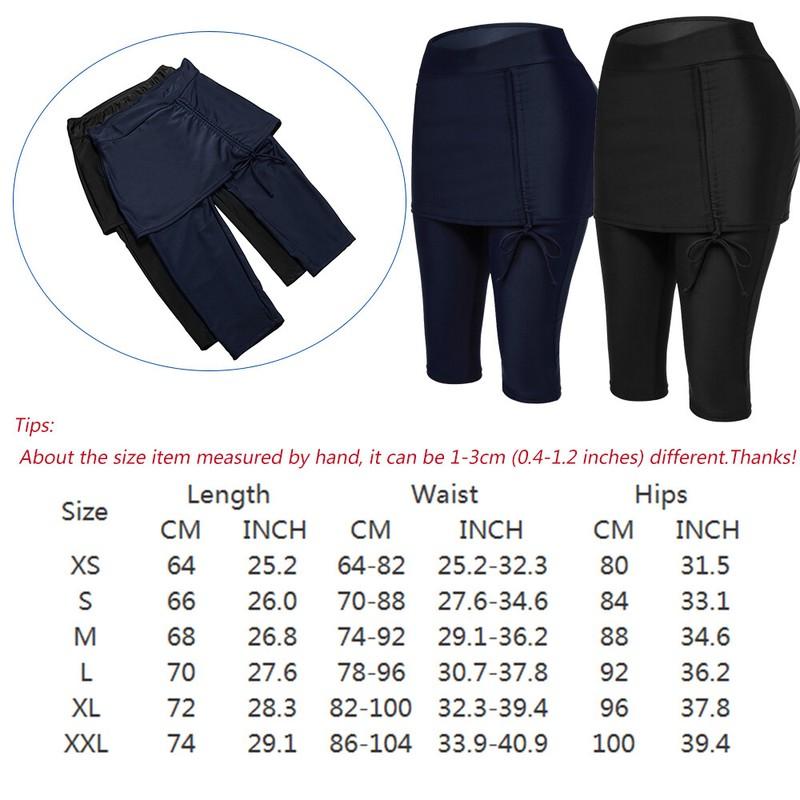 Womens Beach Slimming High Waisted Modest Swim Leggings Skirted Crop Capri Skirt