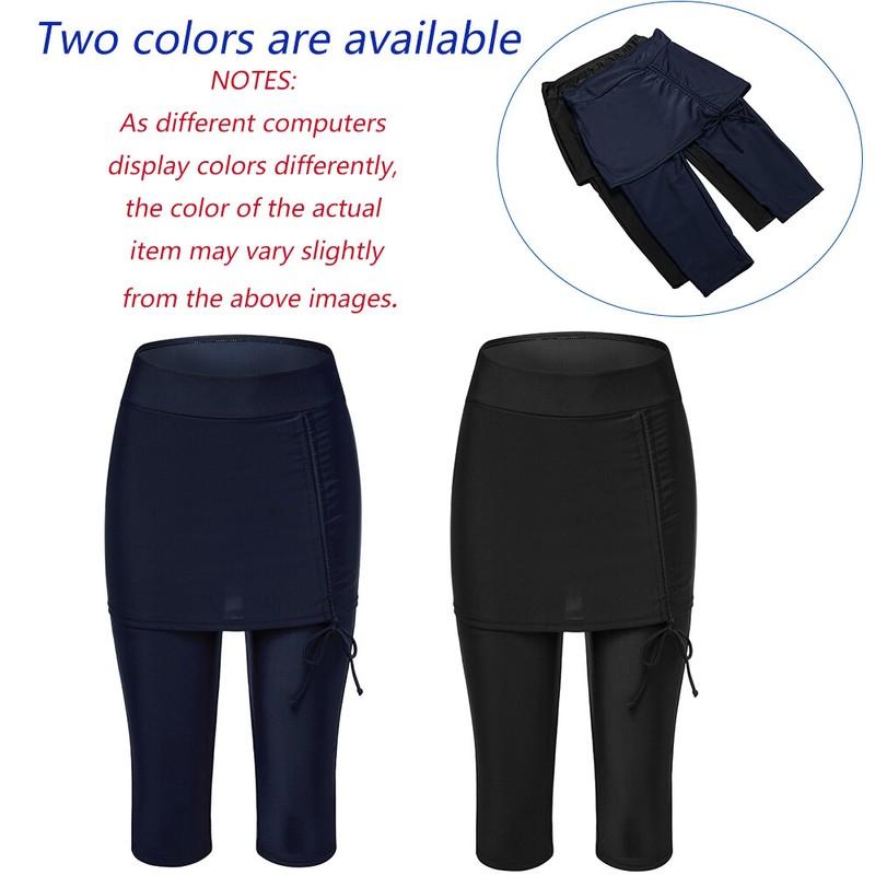 Womens Beach Slimming High Waisted Modest Swim Leggings Skirted Crop Capri Skirt