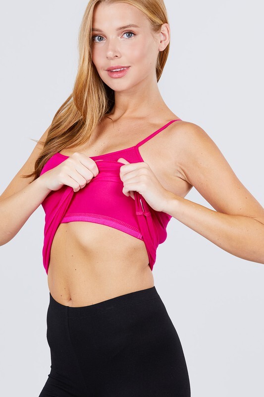 Womens Camisole With Built In Shelf BRA Spaghetti Strap Layer Tank Top