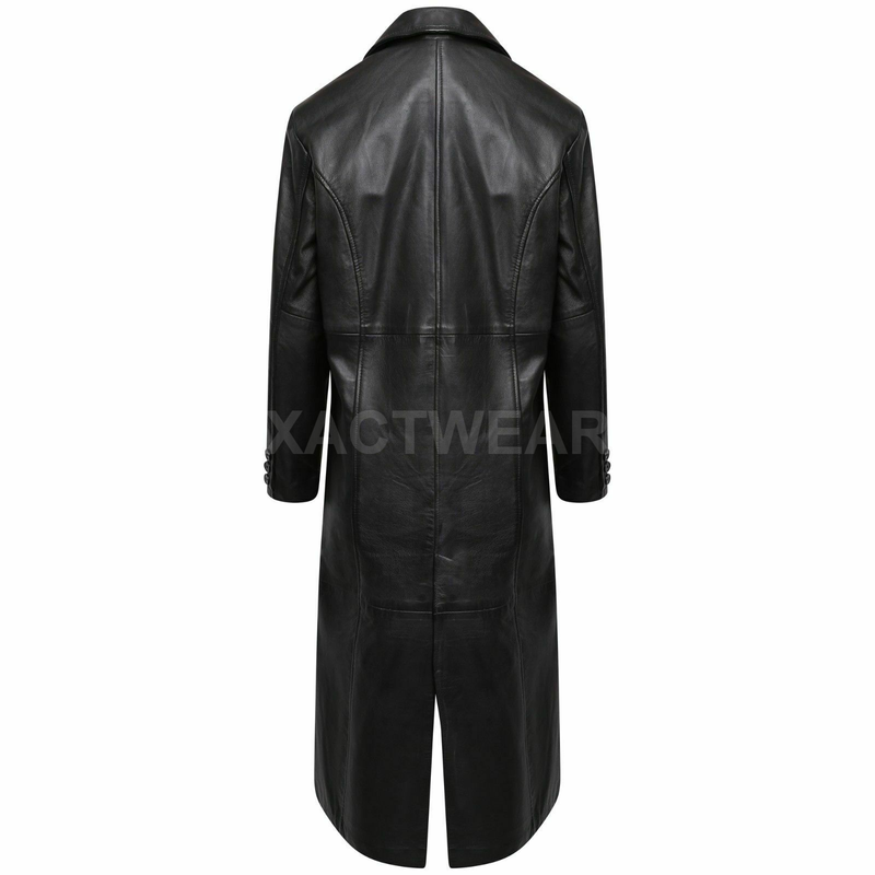 Womens Casual Long Coat Genuine Lambskin Leather Full Length Gothic Overcoat