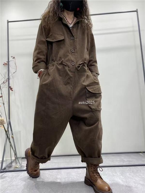 Womens Casual One-Piece Jumpsuits Pants Long Sleeves Loose Overalls Trousers