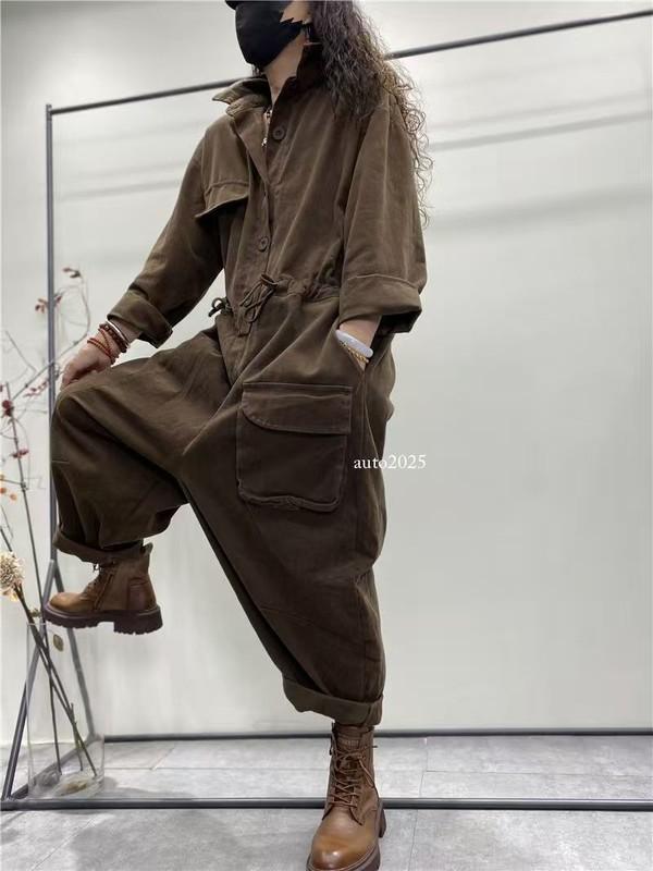 Womens Casual One-Piece Jumpsuits Pants Long Sleeves Loose Overalls Trousers