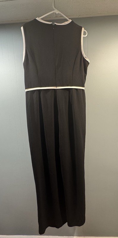 Womens Chaps Jumpsuit Size 16 Black White Tie At Waist