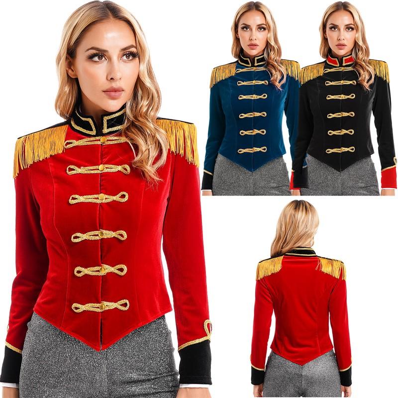 Womens Circus Ringmaster Cosplay Costume Tassel Steampunk Victorian Tailcoat