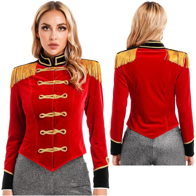 Womens Circus Ringmaster Cosplay Costume Tassel Steampunk Victorian Tailcoat