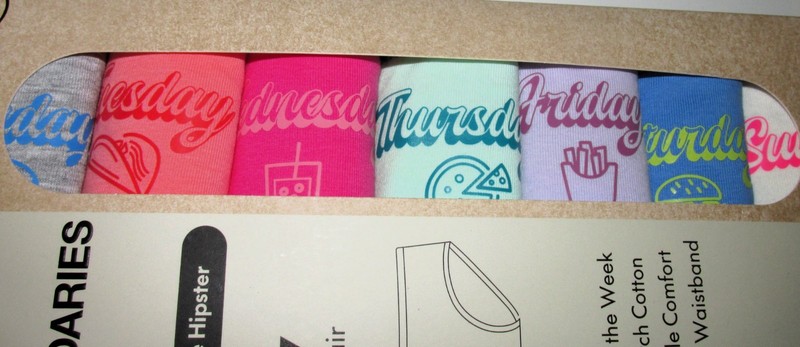Womens 'Day Of The Week' 7 Hipster Panties (Size Med 8-10) BRAND NEW W TAGS
