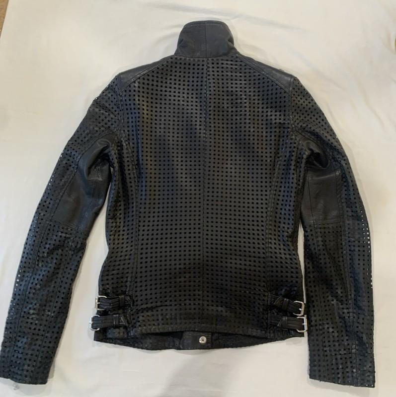 WOMENS IRO CAELIE BLACK DIE CUT ASYMMETRIC FULL ZIP LEATHER JACKET Size 0