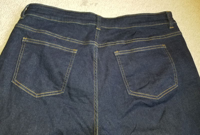 Womens Jeans-UNIVERSAL STANDARD-dark Blue Stretch Denim Wide Leg Ankle-16