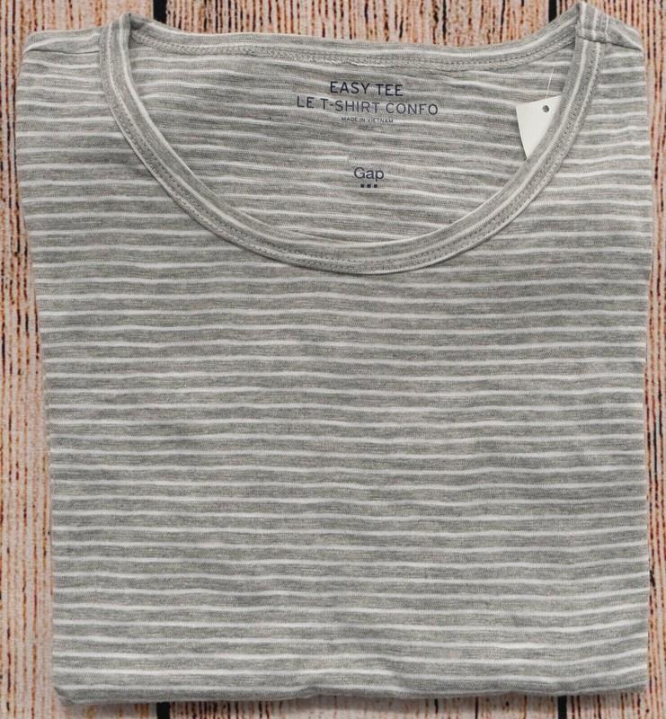 Womens L GAP Easy Tee Tie Gray Stripe (2a12) - 485522