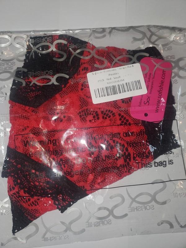 Womens Lace Back Straps Panties Size Small Sofishie Red Black