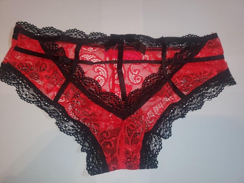 Womens Lace Back Straps Panties Size Small Sofishie Red Black