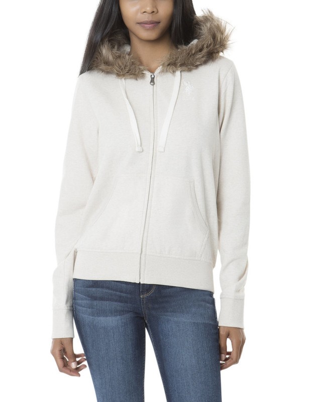 Womens Ladies USPA US Polo Assn Sherpa Fur Fleece Hoody Hoodie Jacket New