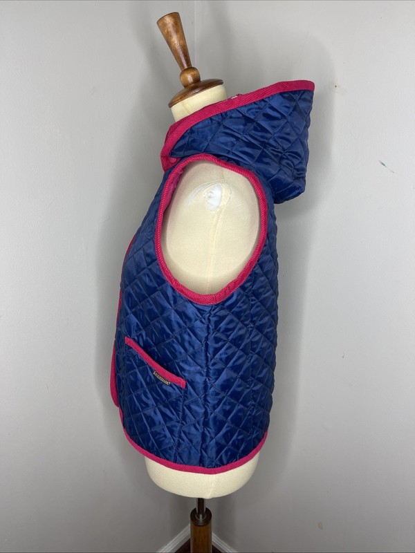 Womens Lavenham Liberty Fabric Blue Quilted Hooded Vest UK 12 US 38
