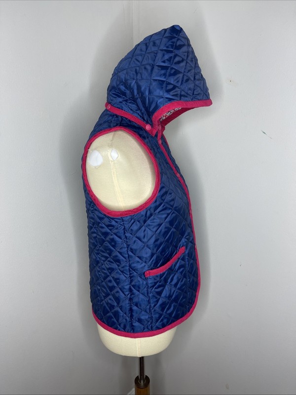 Womens Lavenham Liberty Fabric Blue Quilted Hooded Vest UK 12 US 38