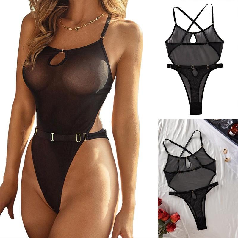 Womens Leotard Mesh Bodysuit Adult Jumpsuit Hollow Out Lingerie Costume Summer
