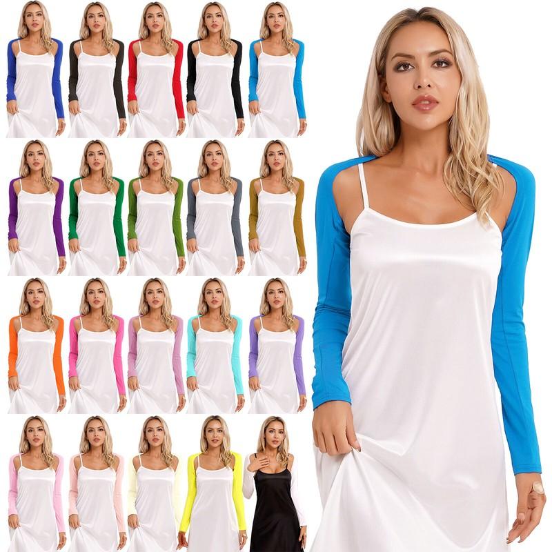Womens Long Sleeve Bolero Shrug Crop Top Open Front Cropped Cardigan Shrug Shirt