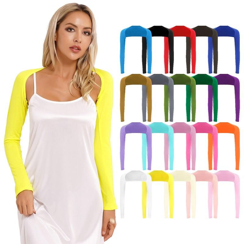 Womens Long Sleeve Bolero Shrug Crop Top Open Front Cropped Cardigan Shrug Shirt