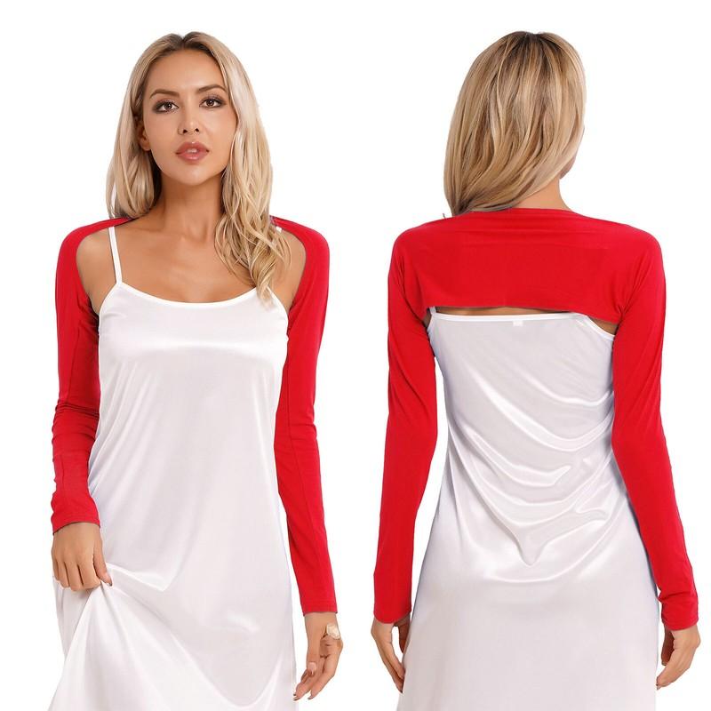 Womens Long Sleeve Bolero Shrug Crop Top Open Front Cropped Cardigan Shrug Shirt