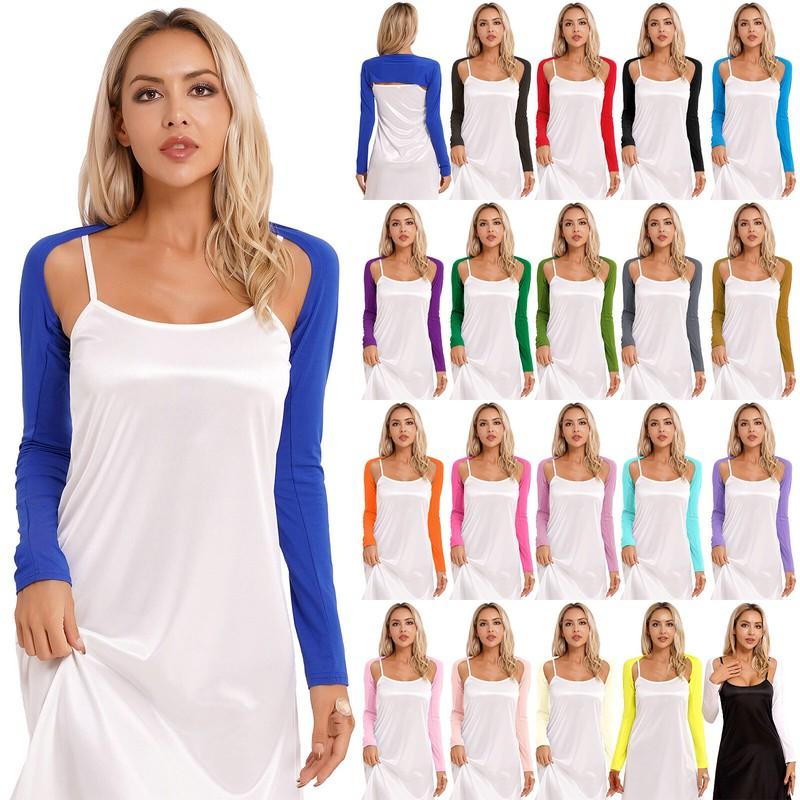 Womens Long Sleeve Bolero Shrug Crop Top Open Front Cropped Cardigan Shrug Shirt