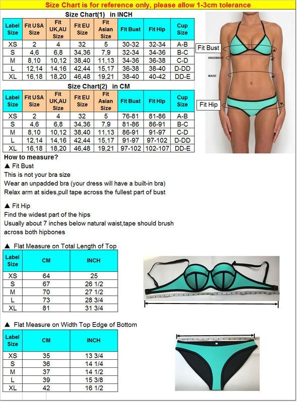 Womens Neoprene Bikini Set Colorblock Wet Suit Swimwear Bathing Suit 2-Pieces