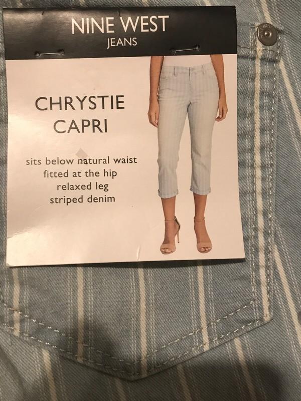 Womens Nine West Jeans Chrystie Sail Away Stripe Denim Capris Size 4