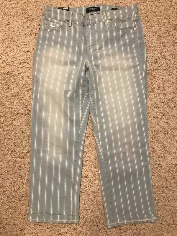 Womens Nine West Jeans Chrystie Sail Away Stripe Denim Capris Size 4
