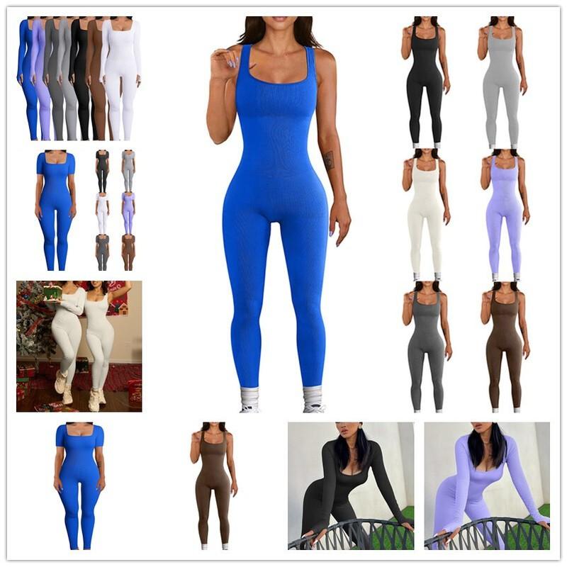 Womens One Piece Sexy Jumpsuit Ribbed Sport Yoga Unitard Bodycon Bodysuits