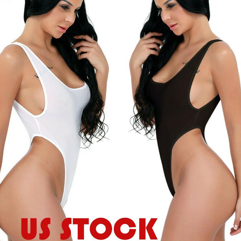 Womens One-Piece Swimsuit Swimwear High Cut Leotard Thong Monokini Bodysuits