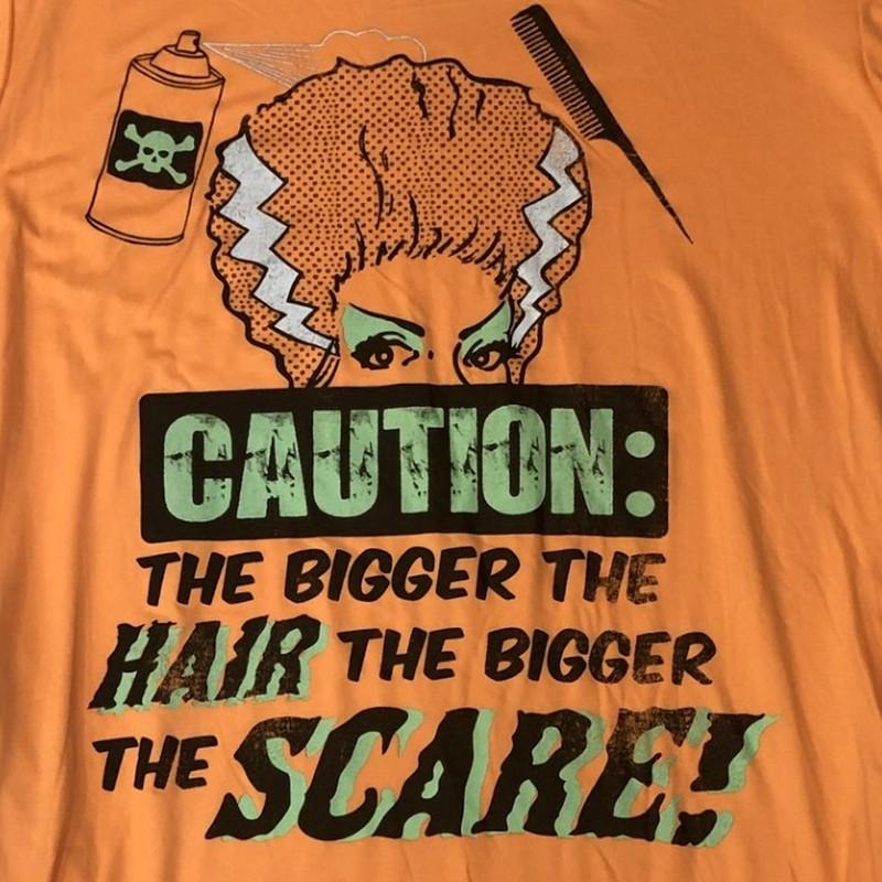 Womens Orange Caution Big Hair Halloween Nightgown Sleepshirt Sleep Shirt