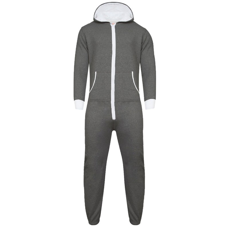 Womens Plain Jumpsuit Ladies All In One Peice Hooded Zip Up Playsuit S-5XL 8-24