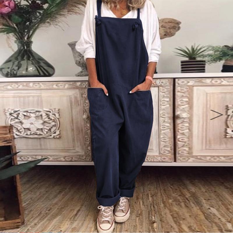 Womens Plus Size Overalls Casual Loose Dungarees Romper Baggy Playsuit Jumpsuit