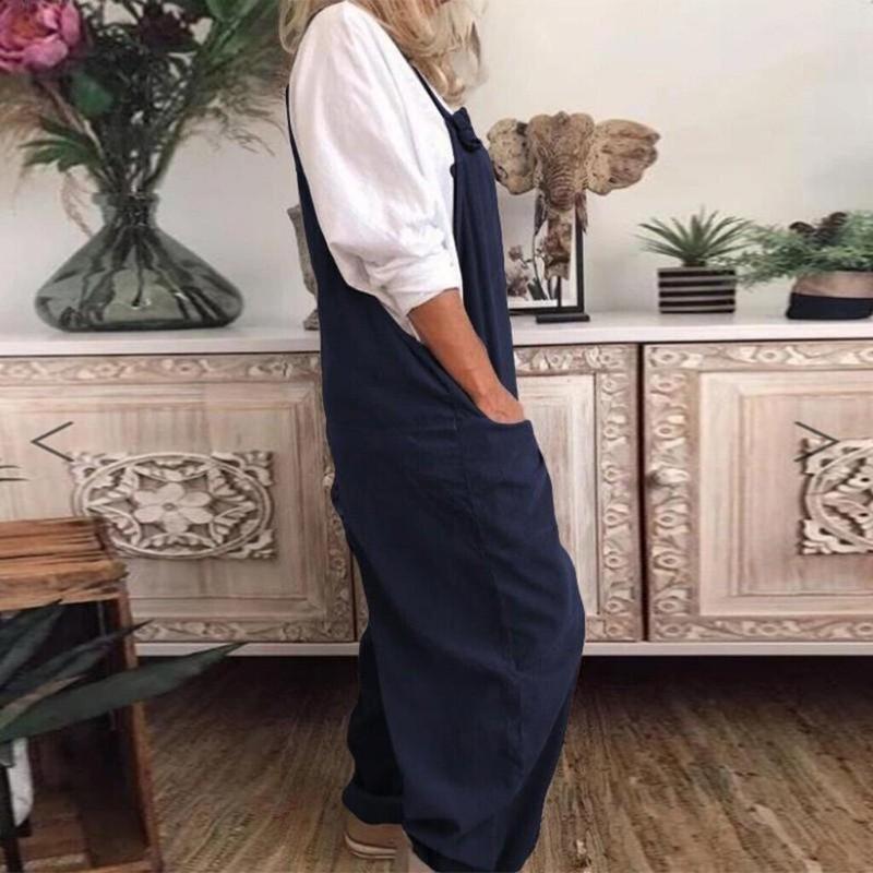 Womens Plus Size Overalls Casual Loose Dungarees Romper Baggy Playsuit Jumpsuit