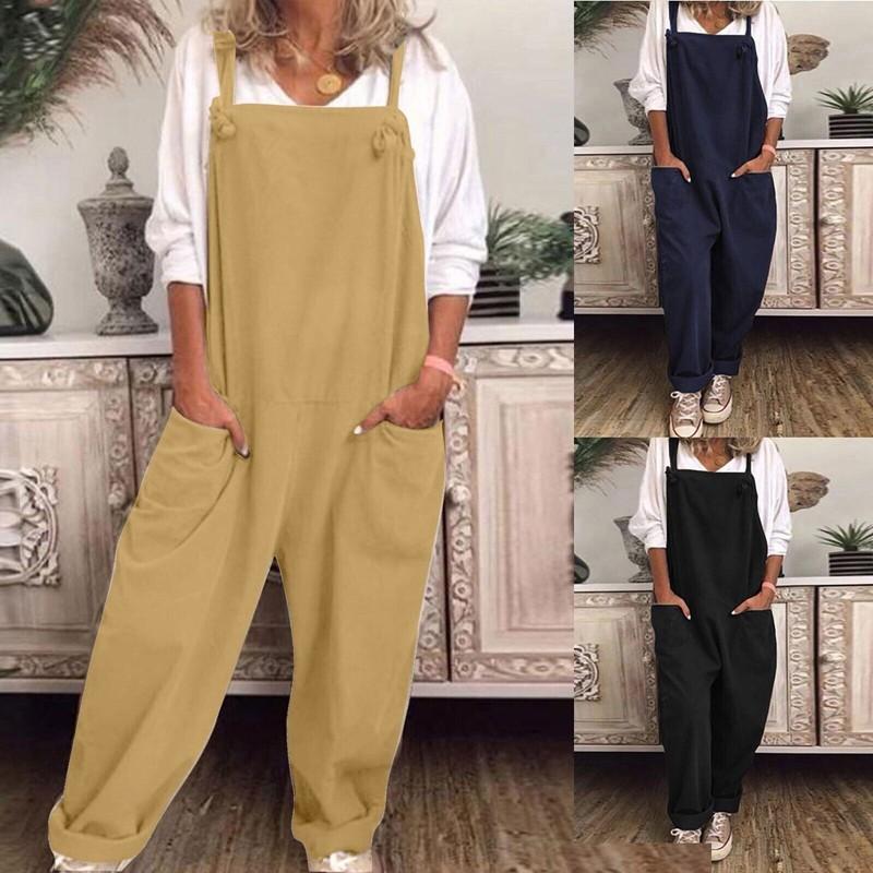 Womens Plus Size Overalls Casual Loose Dungarees Romper Baggy Playsuit Jumpsuit