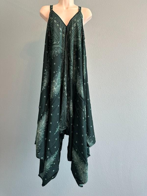 Womens Rayon Harem Romper Jumpsuit Boho Hippie And Parachute Style W/ Pockets