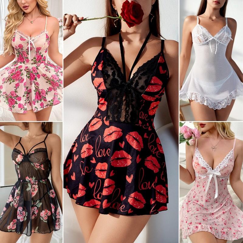 Womens Sheer Nightdress Leotard See Through High Cut Babydoll Lingerie Nightwear