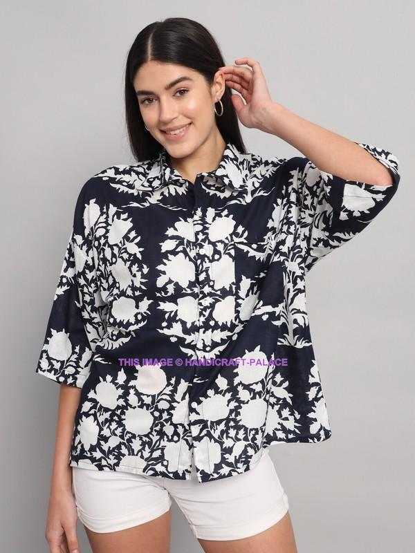 Womens Shirt Ladies Oversized Baggy Fit Short Sleeve Cotton Print T-shirt Tops