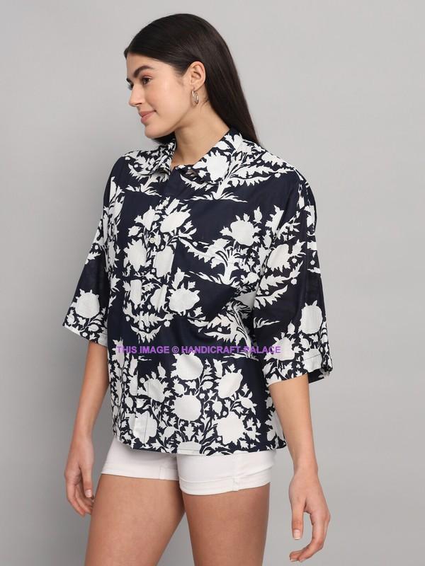Womens Shirt Ladies Oversized Baggy Fit Short Sleeve Cotton Print T-shirt Tops