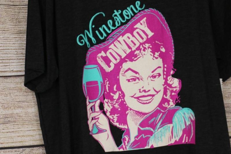 Womens Size Small Medium XL Pullover T-Shirt Winestone Cowboy Black