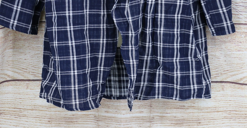 Womens Size Small Plaid Mid Length Duster Navy Blue