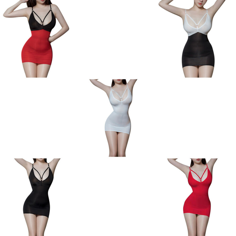 Womens Spaghetti Straps Low-cut Mini Dress Sleeveless Body-con Dress Club-wear