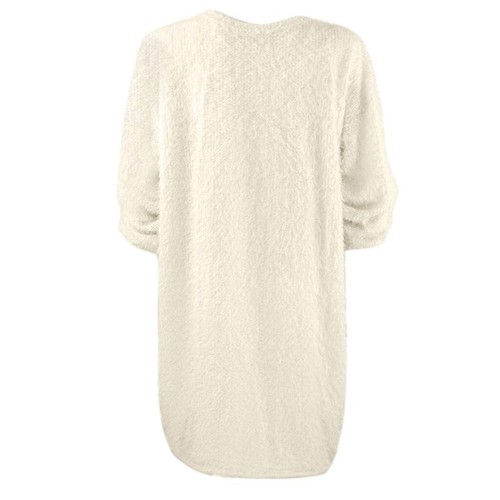 Womens Sweaters Casual Fuzzy Crewneck Long Sleeve Oversized Sweater Dress Loose
