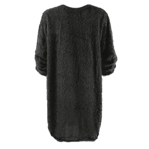 Womens Sweaters Casual Fuzzy Crewneck Long Sleeve Oversized Sweater Dress Loose