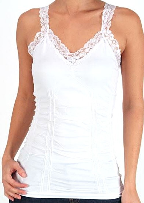 Womens TANKTOP Mopas WRINKLED CAMISOLE Lace Straps ONE SIZE TWC306 Fits S M L XL