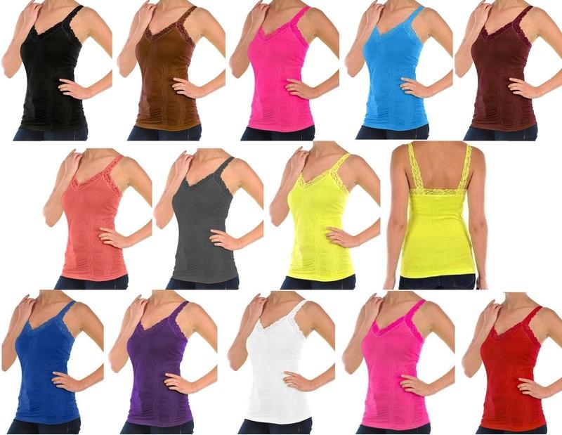 Womens TANKTOP Mopas WRINKLED CAMISOLE Lace Straps ONE SIZE TWC306 Fits S M L XL