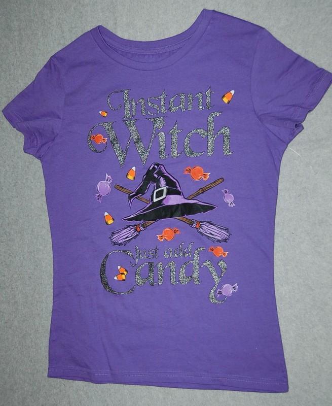 Womens Tee Shirt HALLOWEEN Instant Witch Add Candy S 4-6 M 8-10 L 12-14 XL 16-18